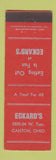 Matchbook Cover - Eckard's Restaurant Canton OH MERCHANTS