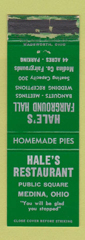 Matchbook Cover - Hale's Restaurant Medina OH WORN