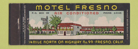 Matchbook Cover - Motel Fresno CA Full Length