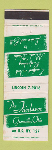 Matchbook Cover - Fairlawn Greenville OH restaurant
