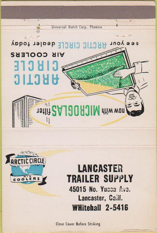 Matchbook Cover - Lancaster Trailer Supply CA semi Coolers? 40 Strike