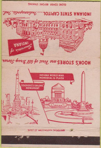 Matchbook Cover - Indianapolis IN tourism Hooks Drugs 40 Strike