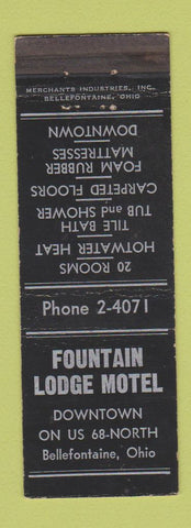 Matchbook Cover - Fountain Lodge Motel Bellefontaine OH MERCHANTS