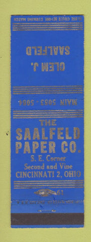 Matchbook Cover - Saalfeld Paper Company Cincinnati OH Clem Saalfeld