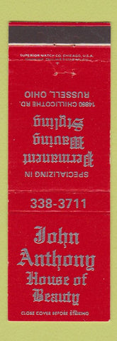 Matchbook Cover - John Anthony Beauty Salon Russell OH
