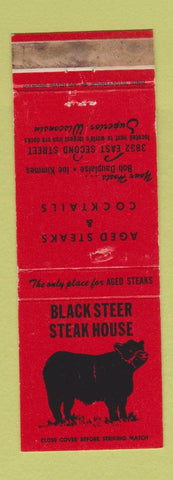 Matchbook Cover - Black Steer Steak House Superior WI WORN