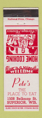 Matchbook Cover - Pete's Restaurant Superior WI