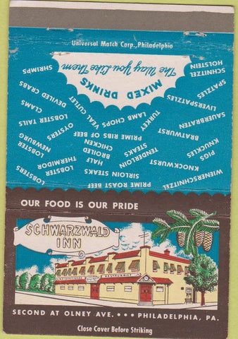 Matchbook Cover - Schwarzwald Inn Philadelphia PA 40 Strike