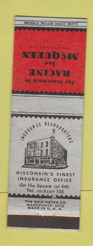 Matchbook Cover - McQueen Insurance Racine WI