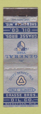 Matchbook Cover - Cities oil gas Sheboygan WI Grasse Bros General Tire WEAR