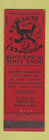 Matchbook Cover - Pueppke's Restaurnt Oshkosh WI