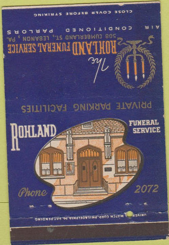 Matchbook Cover - Roland Funeral Home Lebanon PA 40 Strike