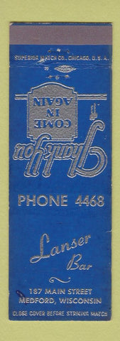 Matchbook Cover - Lanser Bar Medford WI WEAR