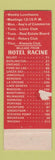 Matchbook Cover - Hotel Racine WI