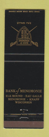 Matchbook Cover - Bank of Menomonie WI Elk Mount Eau Galle Knapp