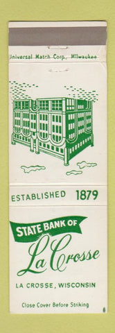 Matchbook Cover - State Bank of La Crosse WI WEAR