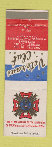 Matchbook Cover - Veterans Club VFW Milwaukee WI