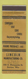 Matchbook Cover - Lincoln Manufacturing Racine WI tools dies jigs