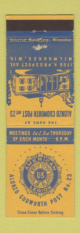 Matchbook Cover - American Legion Alonzo Cudworth Post Milwaukee WI