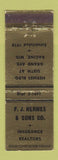Matchbook Cover - FJ Hermes Sons Insurance Real Estate Racine WI