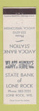 Matchbook Cover - State Bank of Lone Rock WI