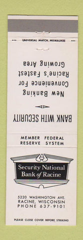 Matchbook Cover - Security National Bank of Racine WI