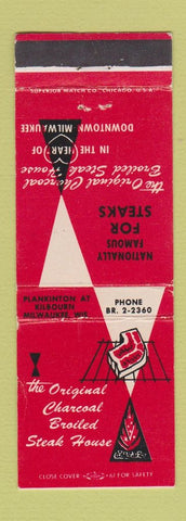 Matchbook Cover - Charcoal Broiled Steak House Milwaukee WI WEAR