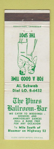 Matchbook Cover - Pines Ballroom Bar Bloomer WI WEAR