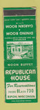 Matchbook Cover - Republican House Ripon WI WORN