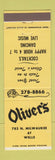 Matchbook Cover - Oliver's Restaurant Milwaukee WI
