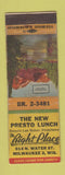 Matchbook Cover - New Presto Lunch Milwaukee WI WEAR