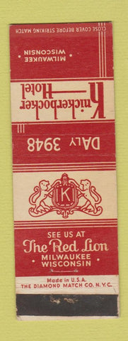 Matchbook Cover - Knickerbocker Hotel Milwaukee WI