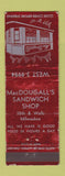 Matchbook Cover - MacDougall's Sandwich Shop Milwaukee WI WEAR