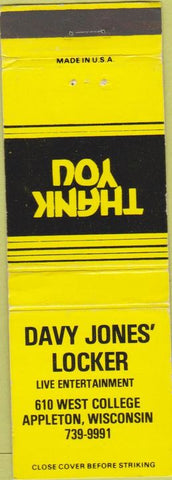 Matchbook Cover - Davy Jones' Locker Appleton WI WEAR
