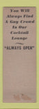 Matchbook Cover - Belmont Hotel Milwaukee WI WEAR