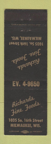 Matchbook Cover - Richards Fine Foods Milwaukee WI WEAR