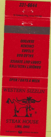 Matchbook Cover - Western Sizzlin Steaks Lima OH