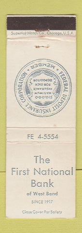 Matchbook Cover - First National Bank West Bend WI