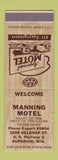 Matchbook Cover - Manning Motel Superior WI