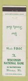 Matchbook Cover - Wisconsin National Bank Watertown WI