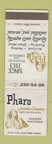 Matchbook Cover - Pharo Heating Company Madison WI WEAR