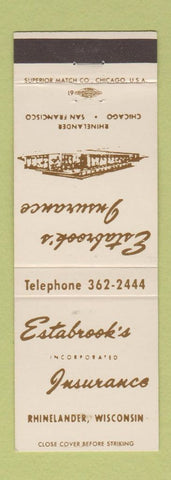 Matchbook Cover - Eastabrook's Insurance Rhinelander WI