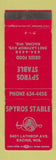 Matchbook Cover - Spyros Stable Racine WI Greek Restaurant
