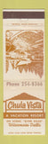 Matchbook Cover - Chula Vista Resort Wisconsin Dells WI