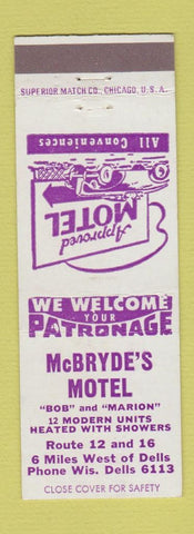 Matchbook Cover - McBryde's Motel Wisconsin Dells WI