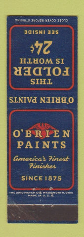 Matchbook Cover - O'Brien Paints Milwaukee WI Hubert Paint Glass