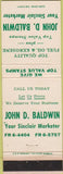 Matchbook Cover - Baldwin Sinclair oil gas NO TOWN