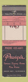 Matchbook Cover - Prange's Restaurant Green Bay WI WEAR