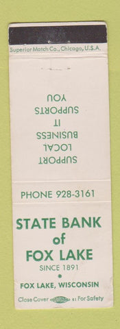 Matchbook Cover - State Bank of Fox Lake WI