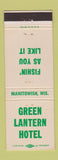 Matchbook Cover - Green Lantern Hotel Manitowish WI